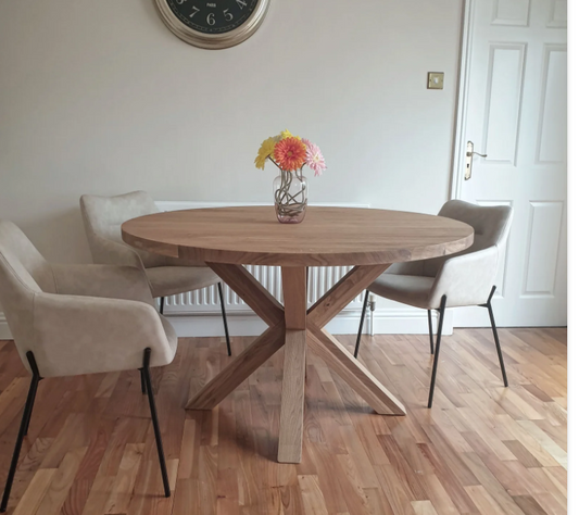 Unieke massief eiken eettafel met matrix poot