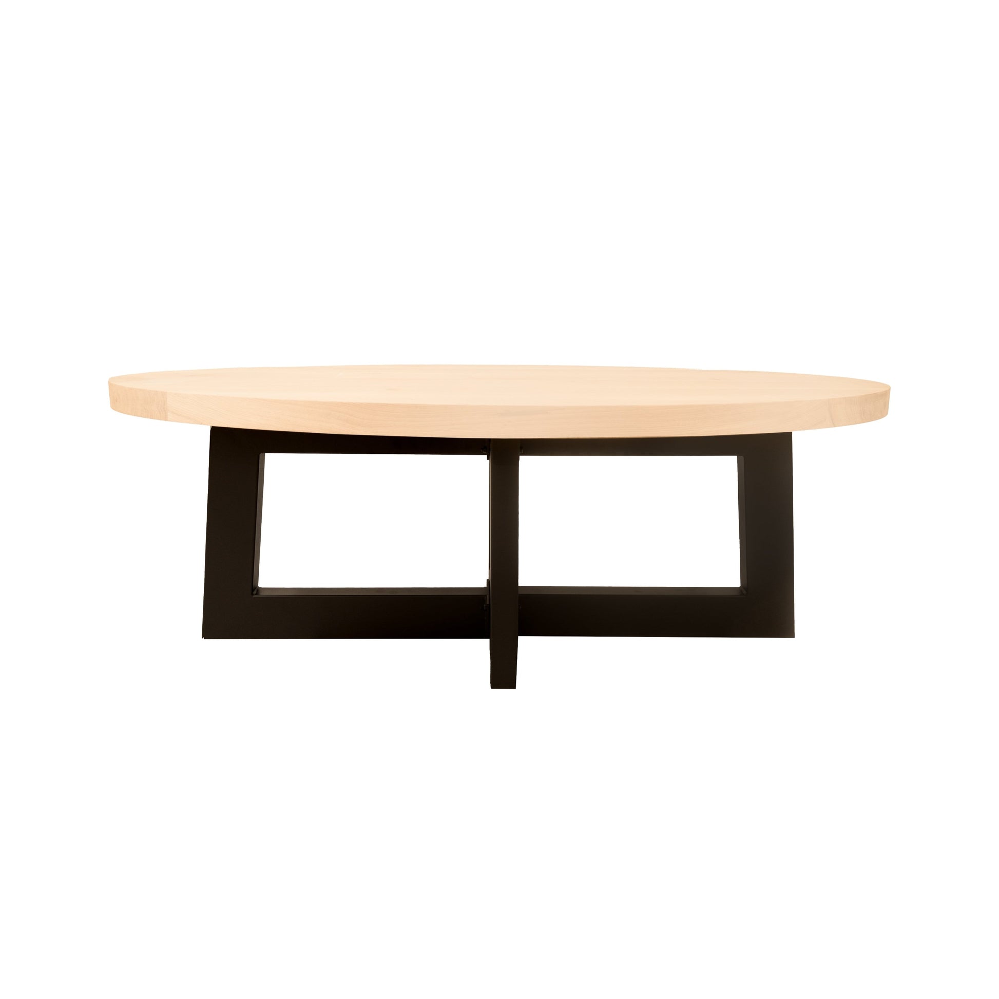 Ovale Salontafel Charles | Ovaal Eiken Blad | Stalen Zwart Gepoedercoate Dubbele-U Poot 3