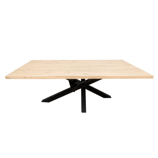 Rechthoekige Eettafel Louis | Rechthoekig Eiken Blad | Stalen Zwart Gepoedercoate Twist Poot 1