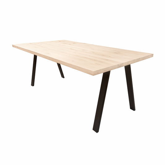 Rechthoekige Eettafel Smith | Rechthoekig Eiken Blad | Stalen Zwart Gepoedercoate Steel Poot 2