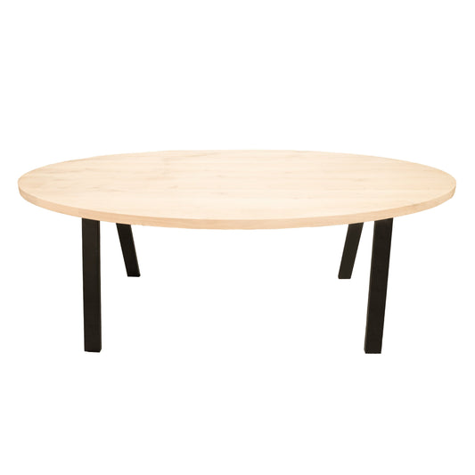 Ovale Eettafel Collin | Ovaal Eiken Blad | Stalen Zwart Gepoedercoate Steel Poot 1
