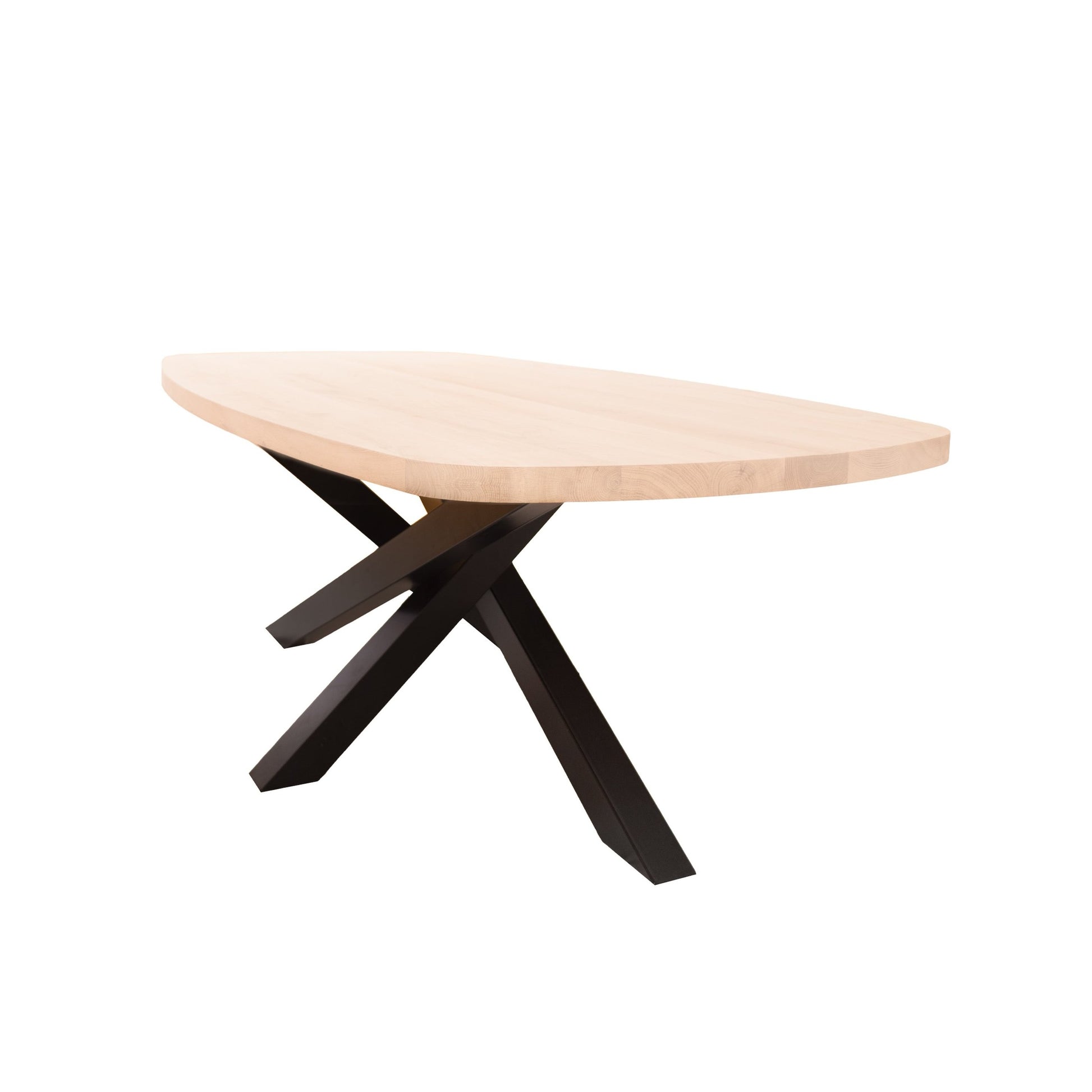 Deens Ovale Eettafel Logan | Deens Ovaal Eiken Blad | Stalen Zwart Gepoedercoate Twist Poot 2