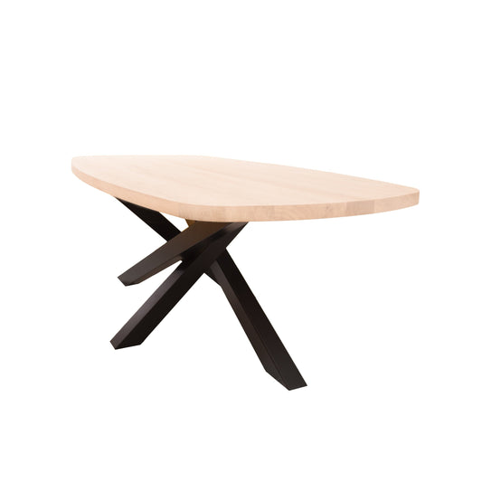 Deens Ovale Eettafel Logan | Deens Ovaal Eiken Blad | Stalen Zwart Gepoedercoate Twist Poot 2