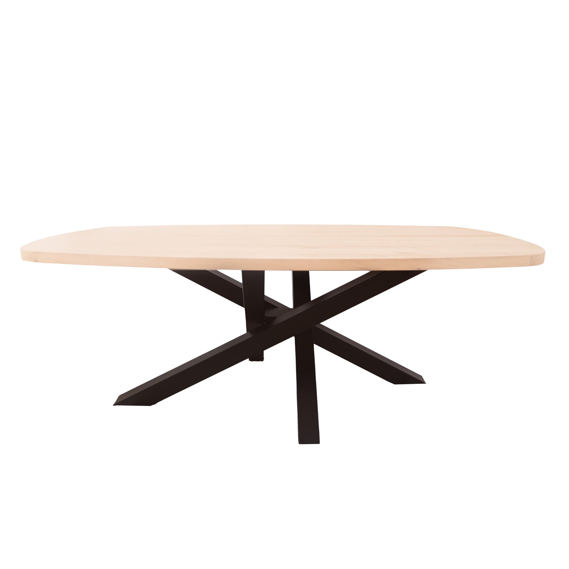 Deens Ovale Eettafel Logan | Deens Ovaal Eiken Blad | Stalen Zwart Gepoedercoate Twist Poot 3