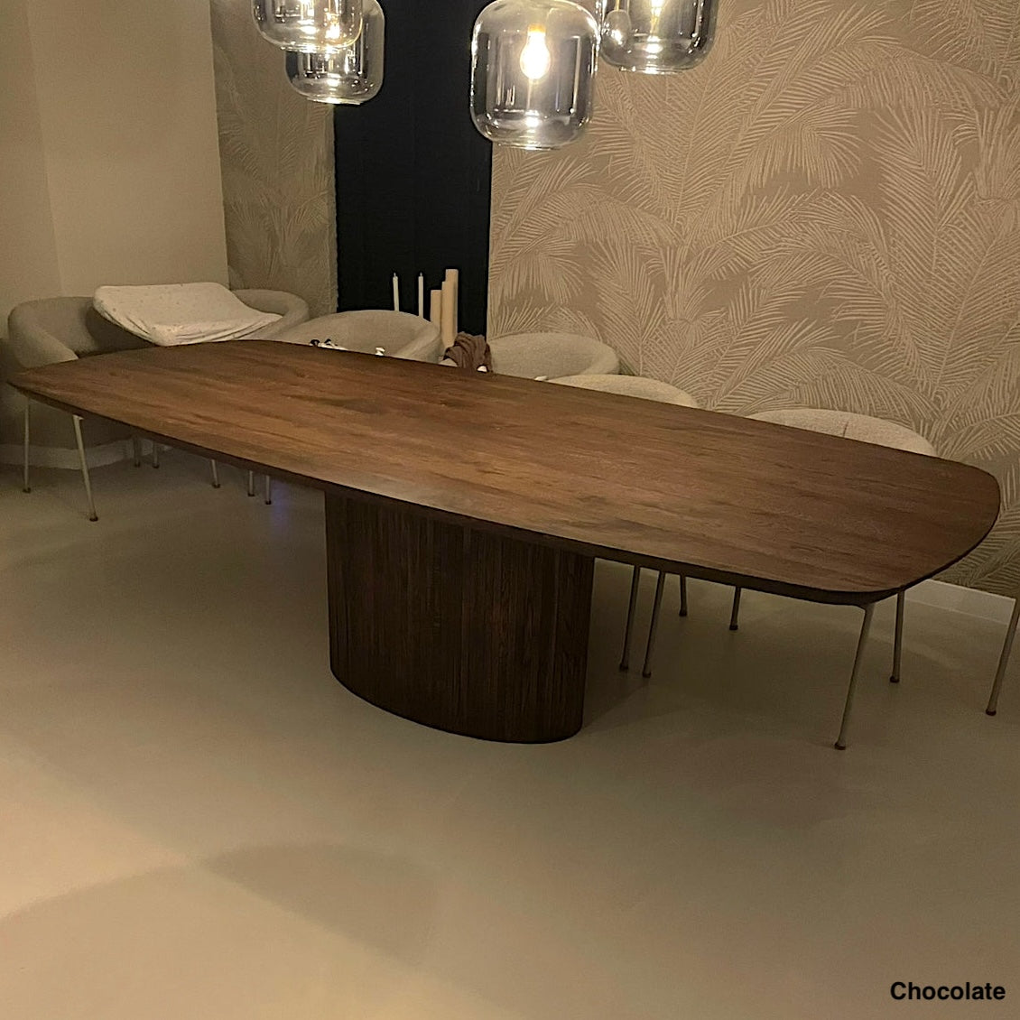 Deens Ovale Eettafel Reeves | Deens Ovaal Eiken Blad | Eiken Cone Poot | Chocolate