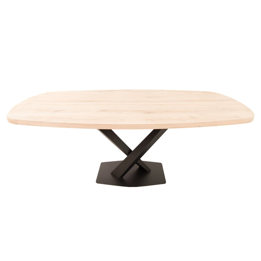 Deens Ovale Eettafel Stockton | Deens Ovaal Eiken Blad | Stalen Zwart Gepoedercoate V-Poot 1