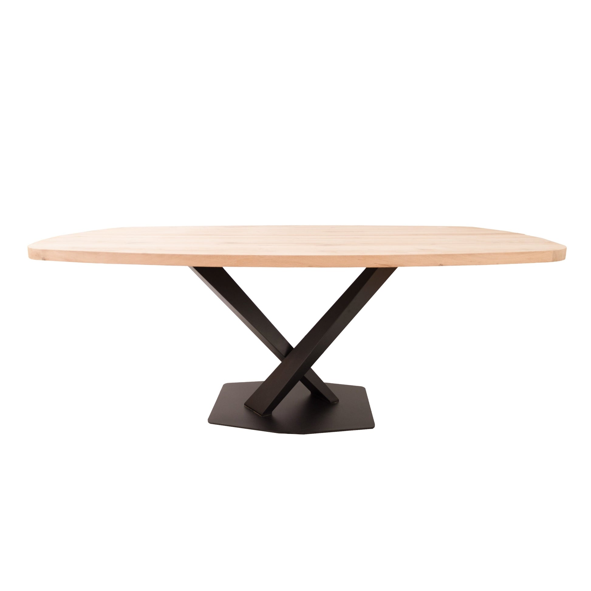 Deens Ovale Eettafel Stockton | Deens Ovaal Eiken Blad | Stalen Zwart Gepoedercoate V-Poot 3