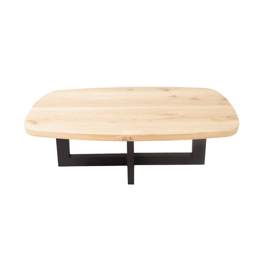 Deens Ovale Salontafel Carson | Deens Ovaal Eiken Blad | Stalen Zwart Dubbele U Poot 1