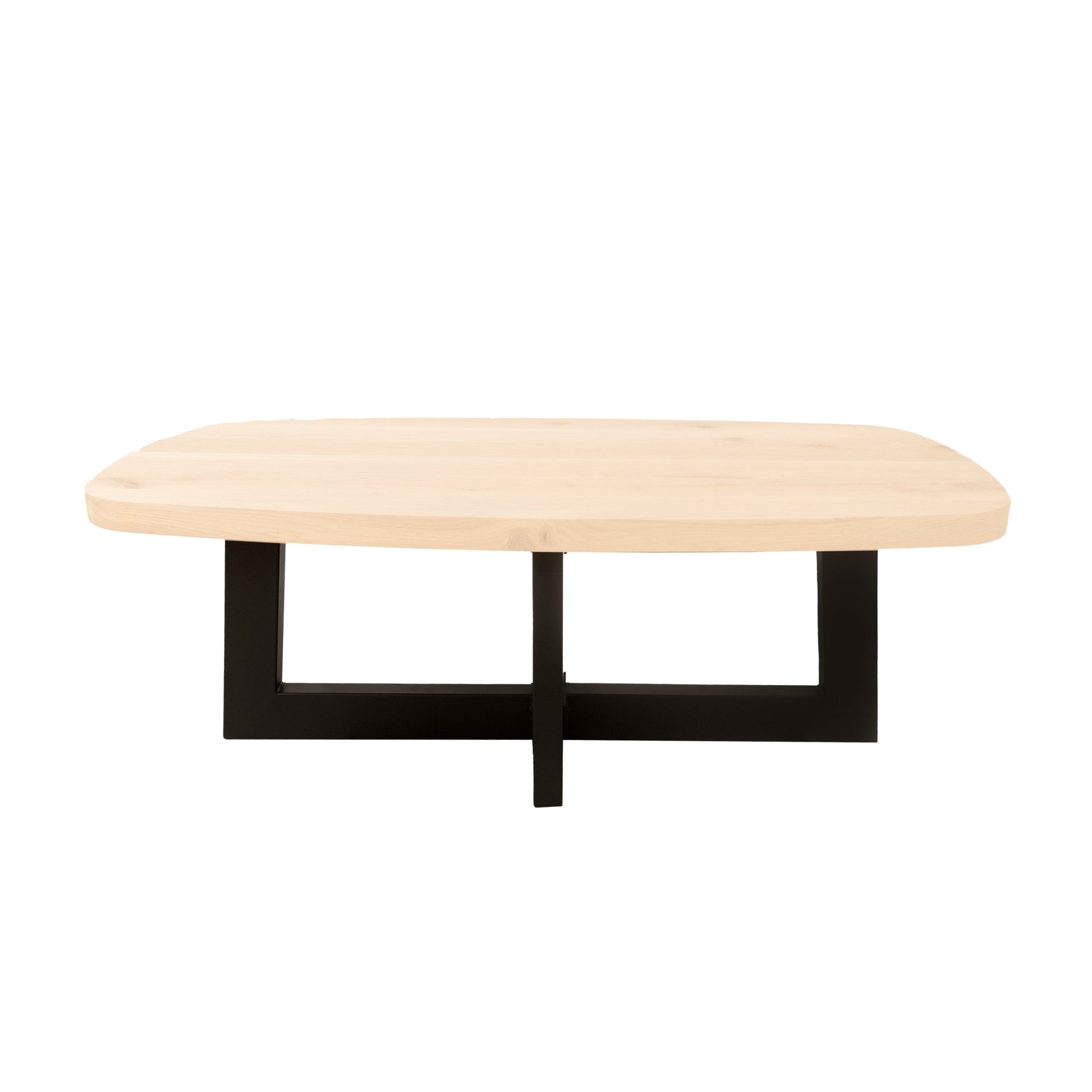 Deens Ovale Salontafel Carson | Deens Ovaal Eiken Blad | Stalen Zwart Dubbele U Poot 3