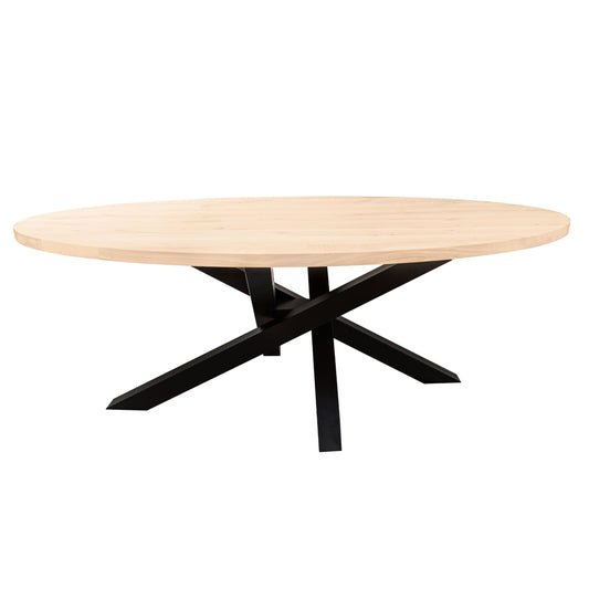 Ovale Eettafel Austin | Ovaal Eiken Blad | Stalen Zwart Gepoedercoate Twist Poot 1