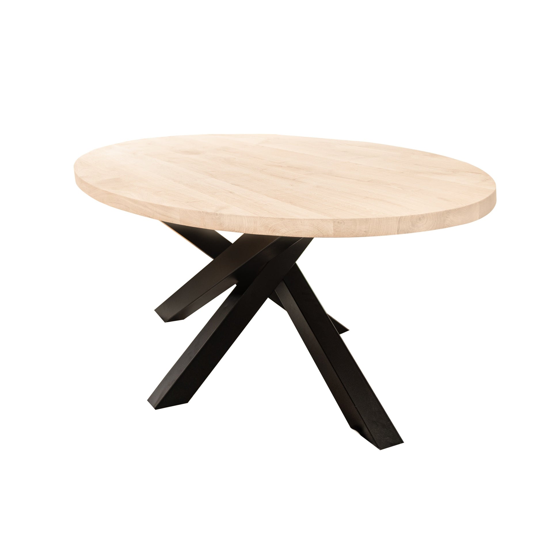 Ovale Eettafel Austin | Ovaal Eiken Blad | Stalen Zwart Gepoedercoate Twist Poot 2