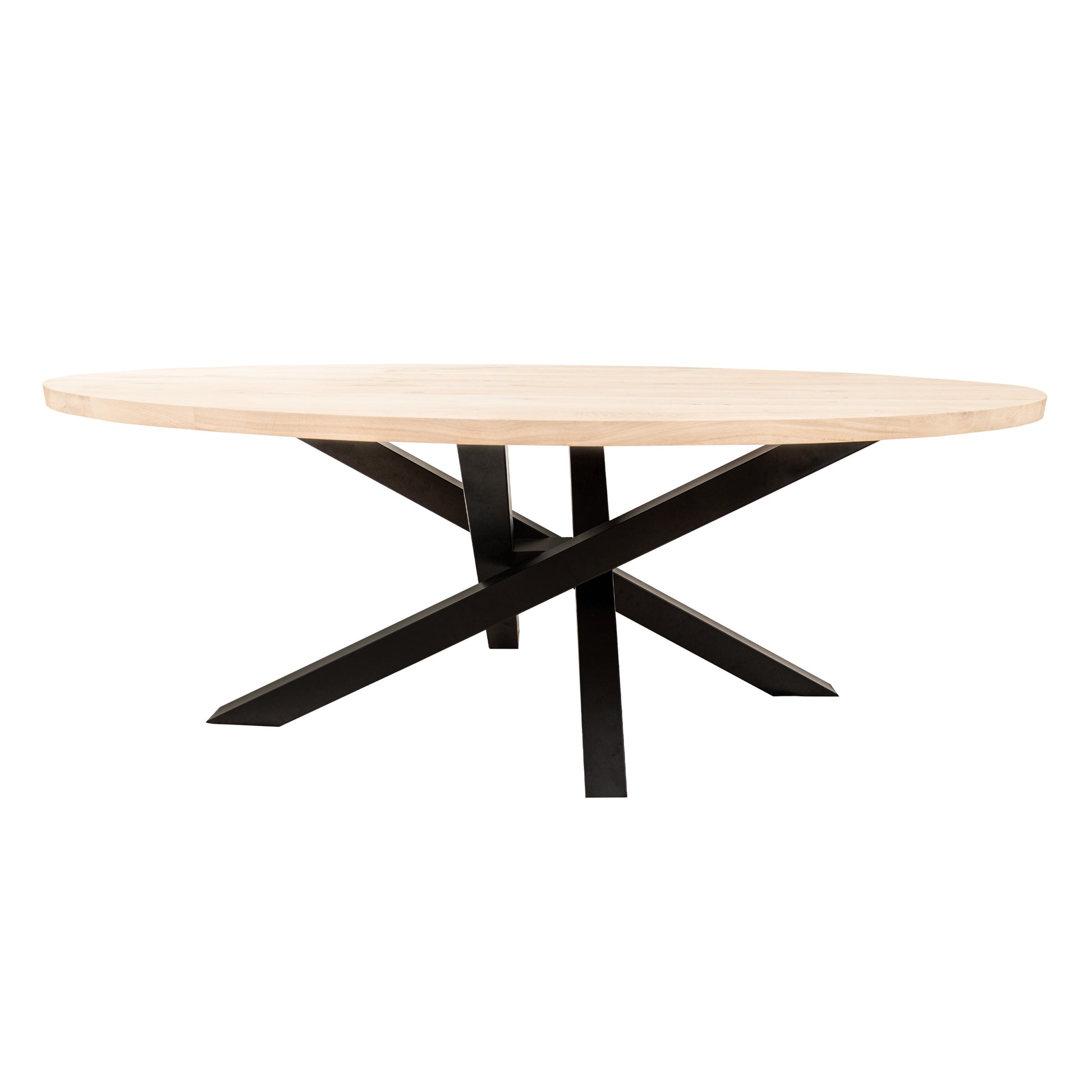 Ovale Eettafel Austin | Ovaal Eiken Blad | Stalen Zwart Gepoedercoate Twist Poot 3
