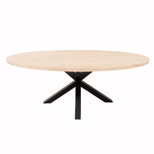 Ovale Eettafel Cody | Ovaal Eiken Blad | Handgemaakte Massief Eiken Matrix Poot Zwart 1
