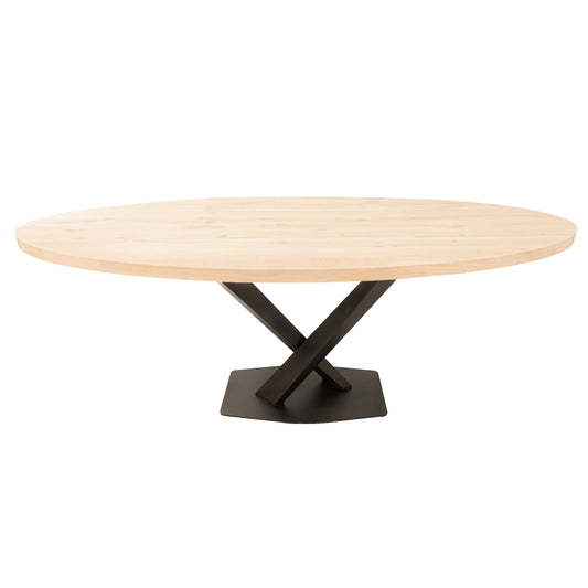Ovale Eettafel Harrison | Ovaal Eiken Blad | Stalen Zwart Gepoedercoate Matrix Poot 1