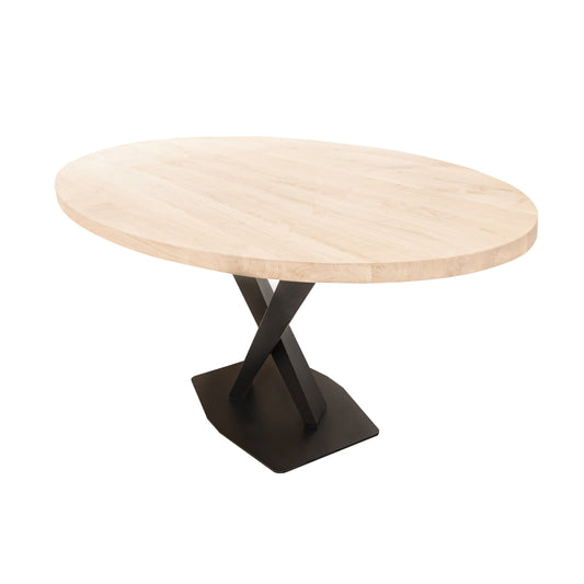 Ovale Eettafel Harrison | Ovaal Eiken Blad | Stalen Zwart Gepoedercoate Matrix Poot 2