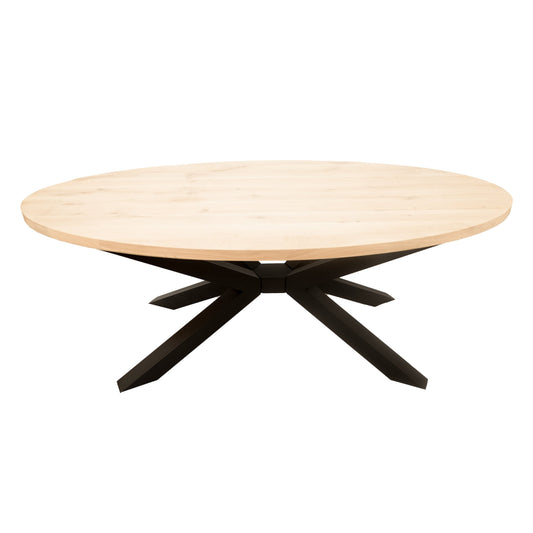 Ovale Eettafel Jackson | Ovaal Eiken Blad | Stalen Zwart Gepoedercoate Spider Poot 1