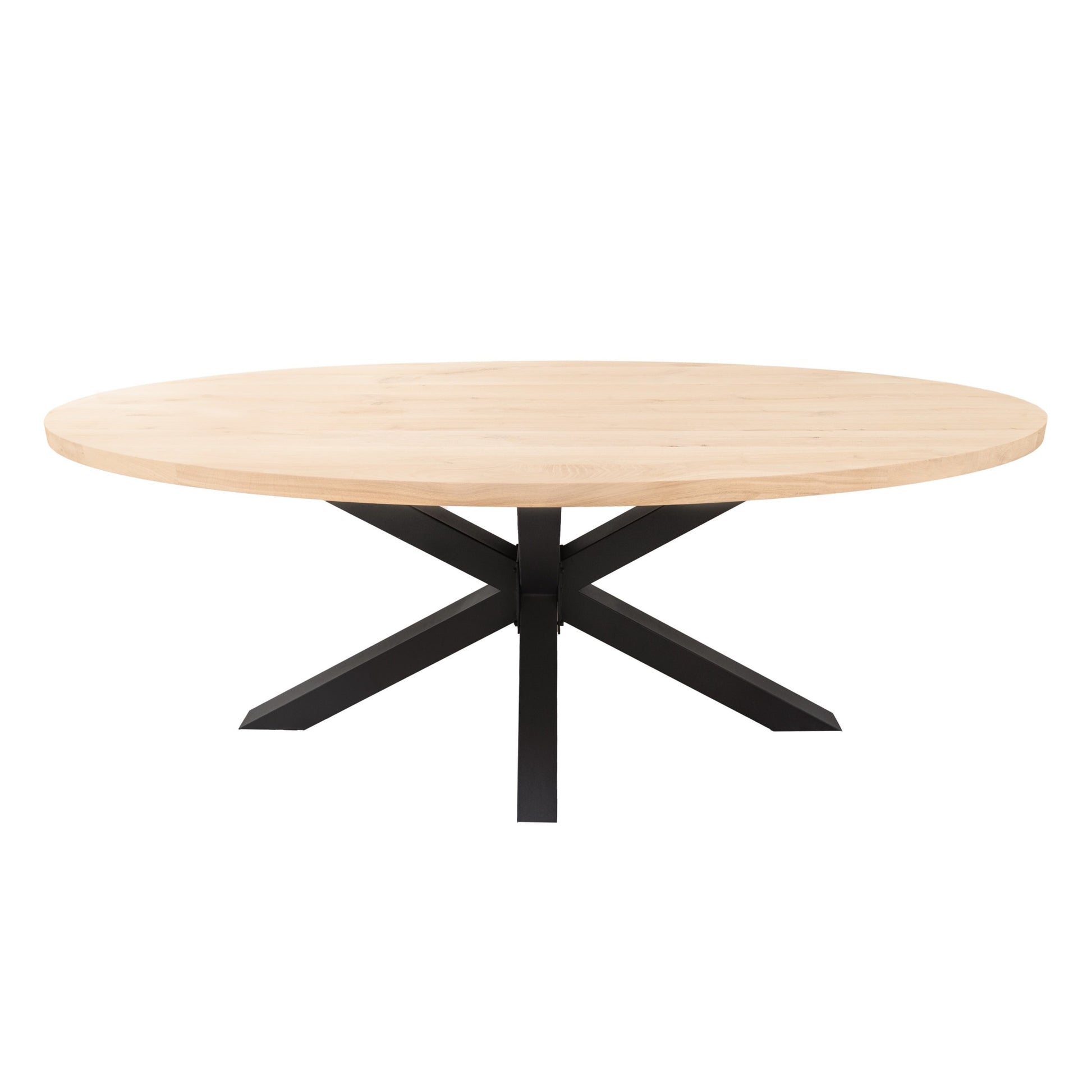 Ovale Eettafel Mills | Ovaal Eiken Blad | Stalen Zwart Gepoedercoate Matrix Poot 1