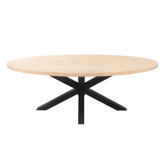 Ovale Eettafel Mills | Ovaal Eiken Blad | Stalen Zwart Gepoedercoate Matrix Poot 1