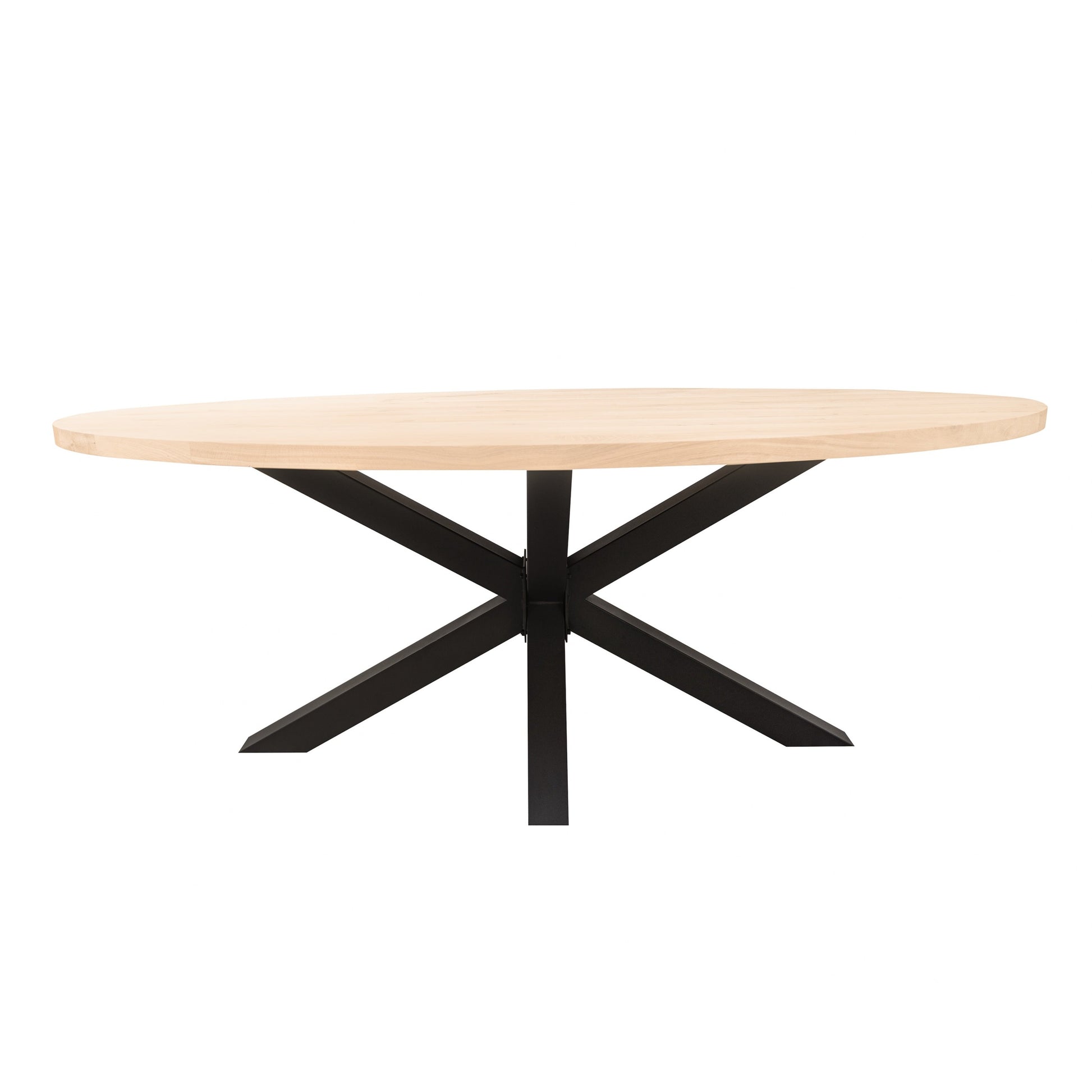 Ovale Eettafel Mills | Ovaal Eiken Blad | Stalen Zwart Gepoedercoate Matrix Poot 3