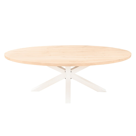 Ovale Eettafel Nashville | Ovaal Eiken Blad | Stalen Wit Gepoedercoate Matrix Poot 1