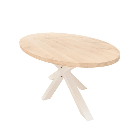 Ovale Eettafel Nashville | Ovaal Eiken Blad | Stalen Wit Gepoedercoate Matrix Poot 2