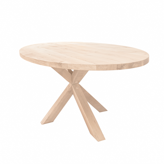 Ovale Eettafel Norman | Ovaal Eiken Blad | Handgemaakte Massief Eiken Matrix Poot Blank 2