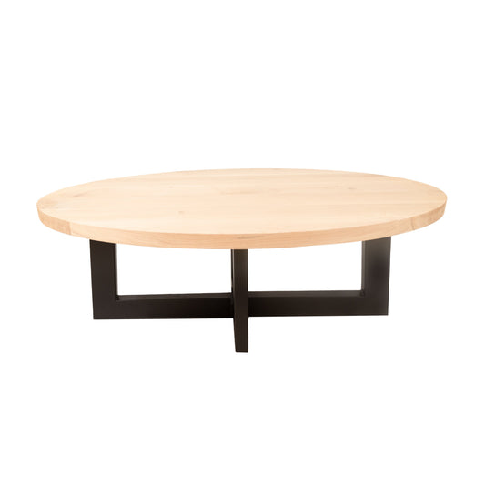 Ovale Salontafel Charles | Ovaal Eiken Blad | Stalen Zwart Gepoedercoate Dubbele-U Poot 1