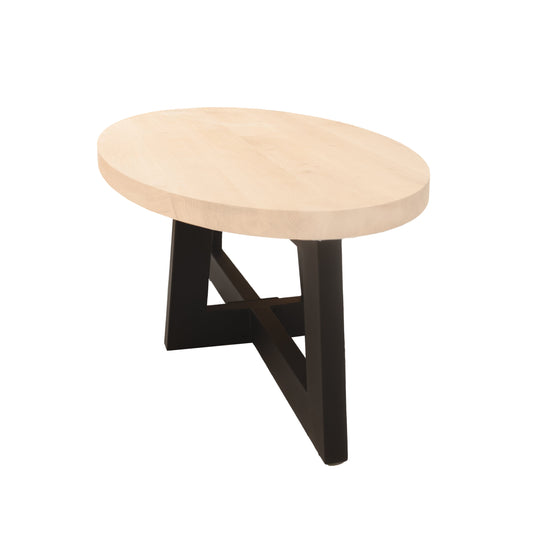 Ovale Salontafel Charles | Ovaal Eiken Blad | Stalen Zwart Gepoedercoate Dubbele-U Poot 2