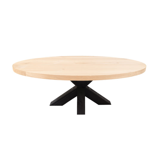 Ovale Salontafel Cody | Ovaal Eiken Blad | Handgemaakte Massief Eiken Matrix Poot Zwart 1