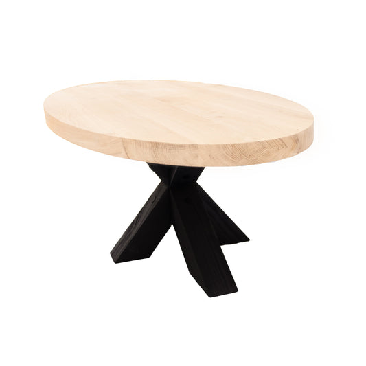 Ovale Salontafel Cody | Ovaal Eiken Blad | Handgemaakte Massief Eiken Matrix Poot Zwart 2