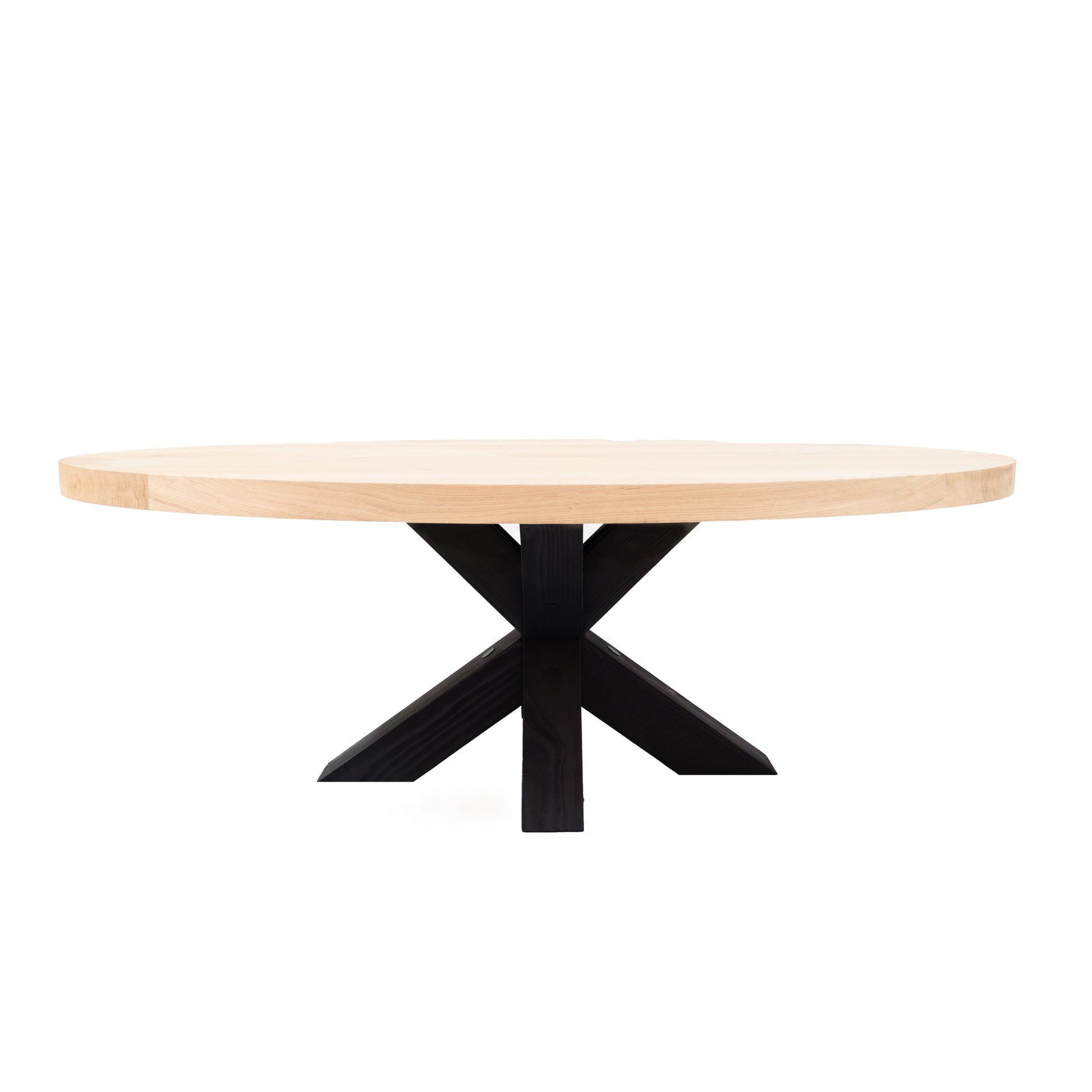 Ovale Salontafel Cody | Ovaal Eiken Blad | Handgemaakte Massief Eiken Matrix Poot Zwart 3
