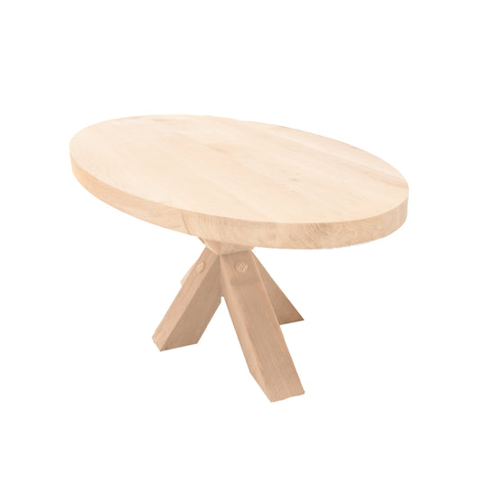 Ovale Salontafel Norman | Ovaal Eiken Blad | Handgemaakte Massief Eiken Matrix Poot Blank 2