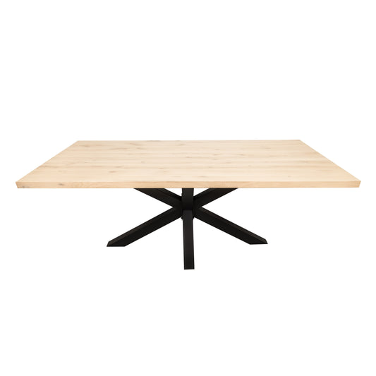 Rechthoekige Eettafel Brooks | Rechthoekig Eiken Blad | Stalen Zwart Gepoedercoate Matrix Poot 1