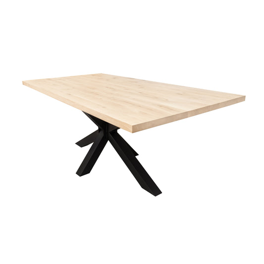 Rechthoekige Eettafel Brooks | Rechthoekig Eiken Blad | Stalen Zwart Gepoedercoate Matrix Poot 2