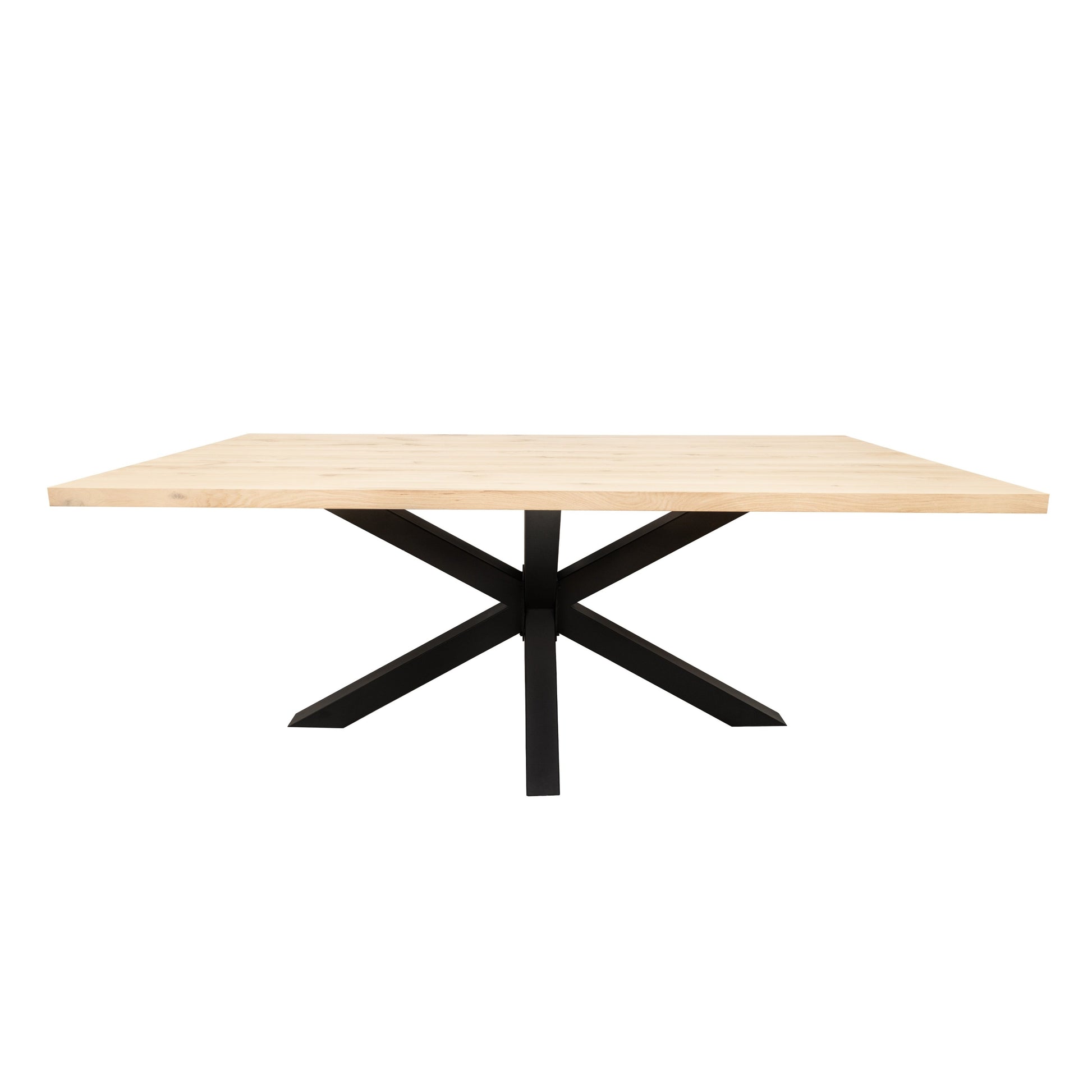 Rechthoekige Eettafel Brooks | Rechthoekig Eiken Blad | Stalen Zwart Gepoedercoate Matrix Poot 3