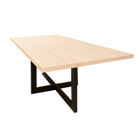 Rechthoekige Eettafel Denver | Rechthoekig Eiken Blad | Stalen Zwart Gepoedercoate Dubbele-U Poot 2