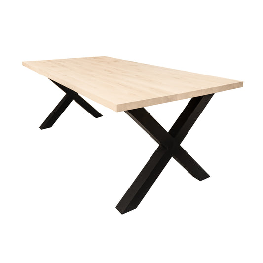 Rechthoekige Eettafel Kent | Rechthoekig Eiken Blad | Stalen Zwart Gepoedercoate X Poot 2