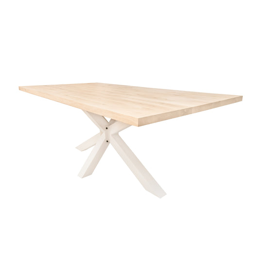 Rechthoekige Eettafel Lenoir | Rechthoekig Eiken Blad | Stalen Wit Gepoedercoate Matrix Poot 2