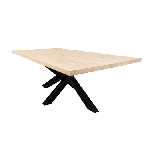 Rechthoekige Eettafel Louis | Rechthoekig Eiken Blad | Stalen Zwart Gepoedercoate Twist Poot 2