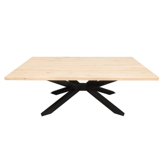 Rechthoekige Eettafel Mason | Rechthoekig Eiken Blad | Stalen Zwart Gepoedercoate Spider Poot 1