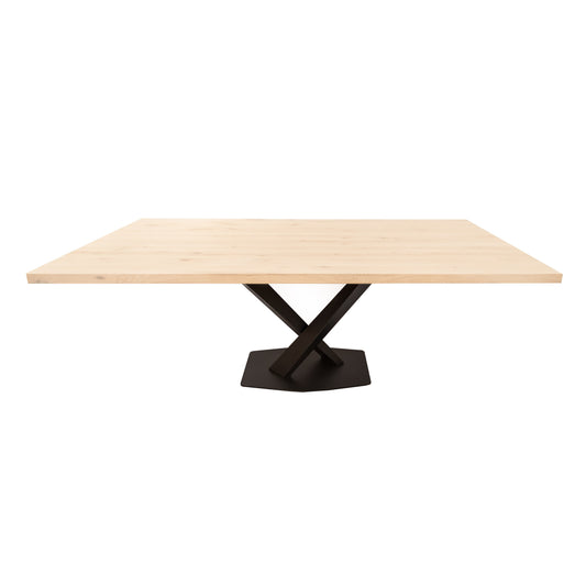 Rechthoekige Eettafel Phoenix | Rechthoekig Eiken Blad | Stalen Zwart Gepoedercoate V-Poot 1