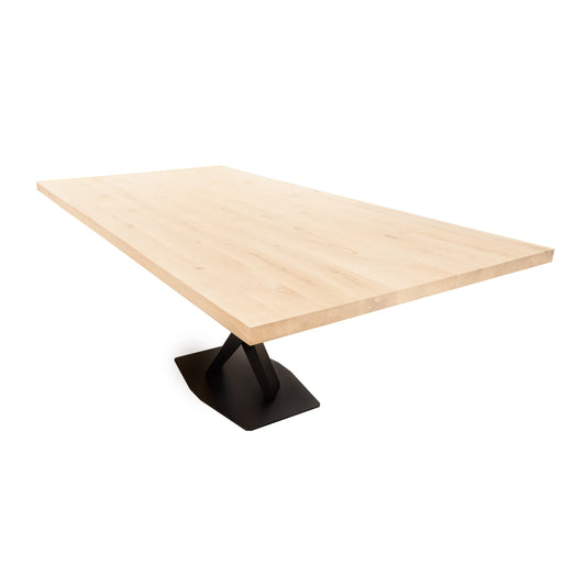 Rechthoekige Eettafel Phoenix | Rechthoekig Eiken Blad | Stalen Zwart Gepoedercoate V-Poot 2