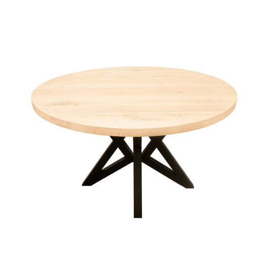 Ronde Eettafel Aurora | Ronde Eiken Blad | Stalen Zwart Gepoedercoate Sterren Poot 1