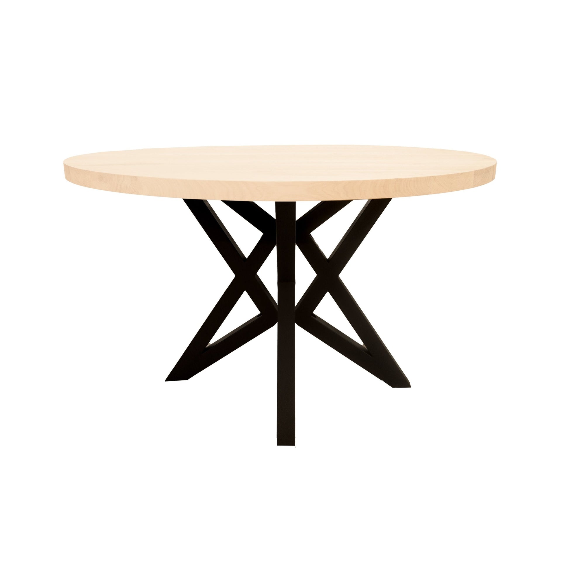 Ronde Eettafel Aurora | Ronde Eiken Blad | Stalen Zwart Gepoedercoate Sterren Poot 3