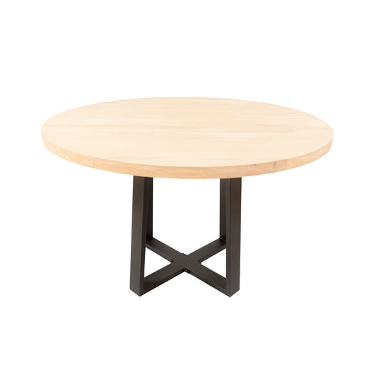 Ronde Eettafel Chester | Ronde Eiken Blad | Stalen Zwart Gepoedercoate Dubbele U Poot 1