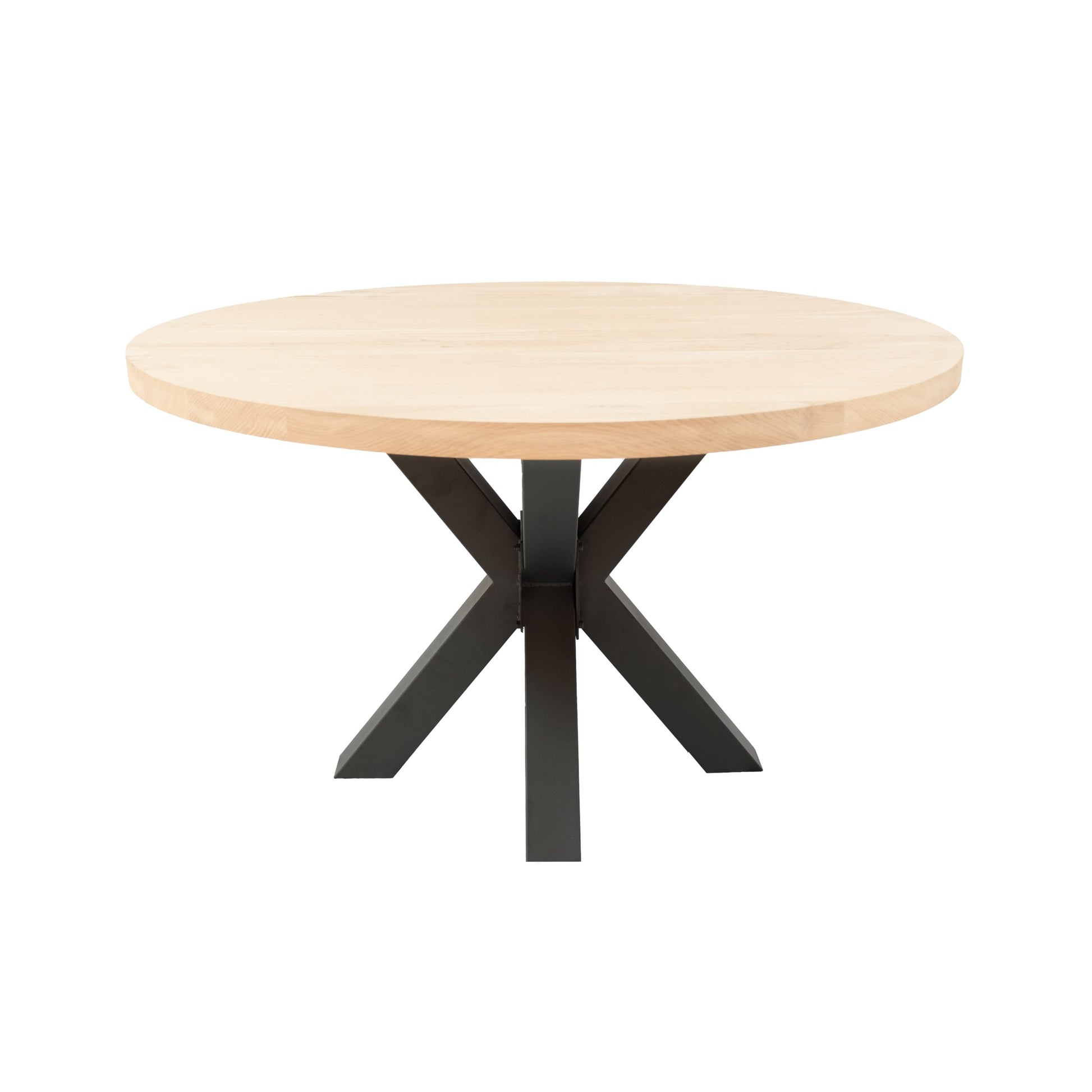 Ronde Eettafel Fisher | Ronde Eiken Blad | Stalen Zwart Gepoedercoate Matrix Poot 1