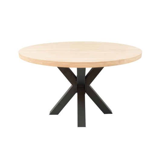 Ronde Eettafel Fisher | Ronde Eiken Blad | Stalen Zwart Gepoedercoate Matrix Poot 1