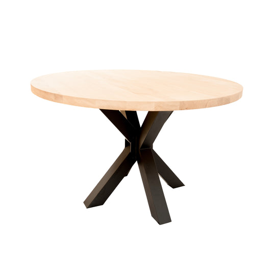 Ronde Eettafel Fisher | Ronde Eiken Blad | Stalen Zwart Gepoedercoate Matrix Poot 2