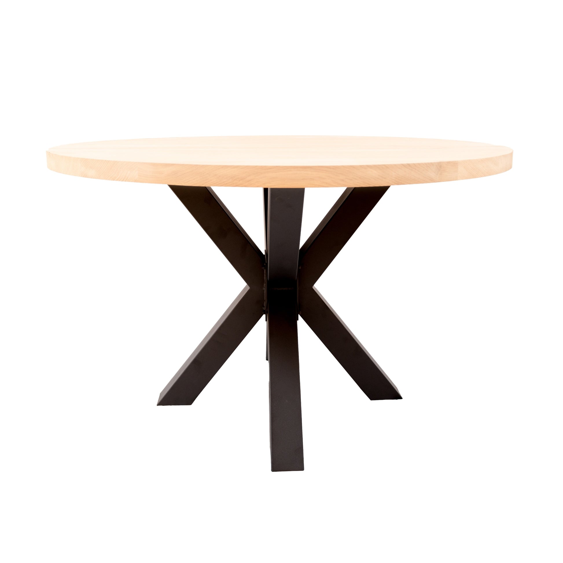 Ronde Eettafel Fisher | Ronde Eiken Blad | Stalen Zwart Gepoedercoate Matrix Poot 3