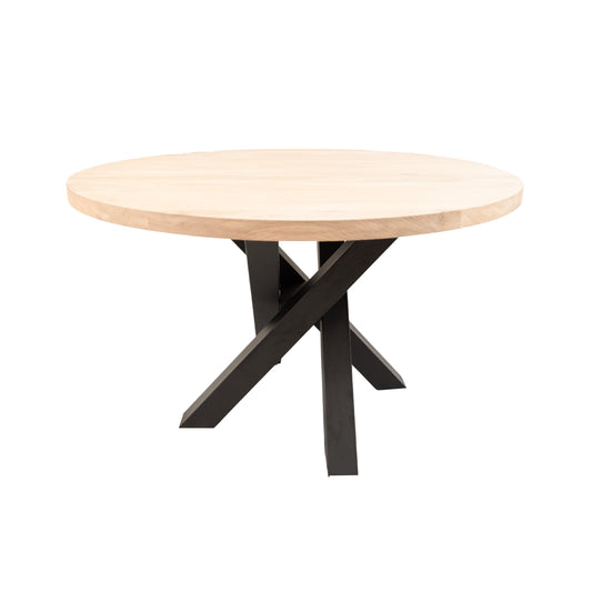Ronde Eettafel Floyd | Ronde Eiken Blad | Stalen Zwart Gepoedercoate Twist Poot 1